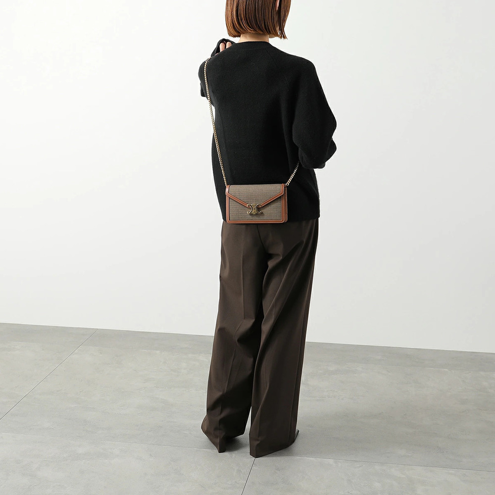 Celine Margo Crossbody Bag Triomphe Houndstooth Clutch Multicolor